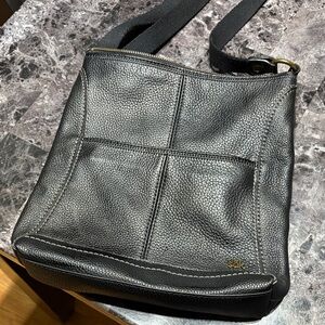 The Sak Black Pebbled Leather Messenger Crossbody